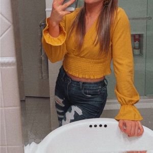 Altar’d State Yellow Long Sleeve Cropped